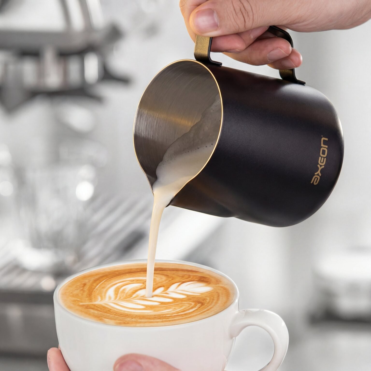 Axeon milk pitcher latte art visual