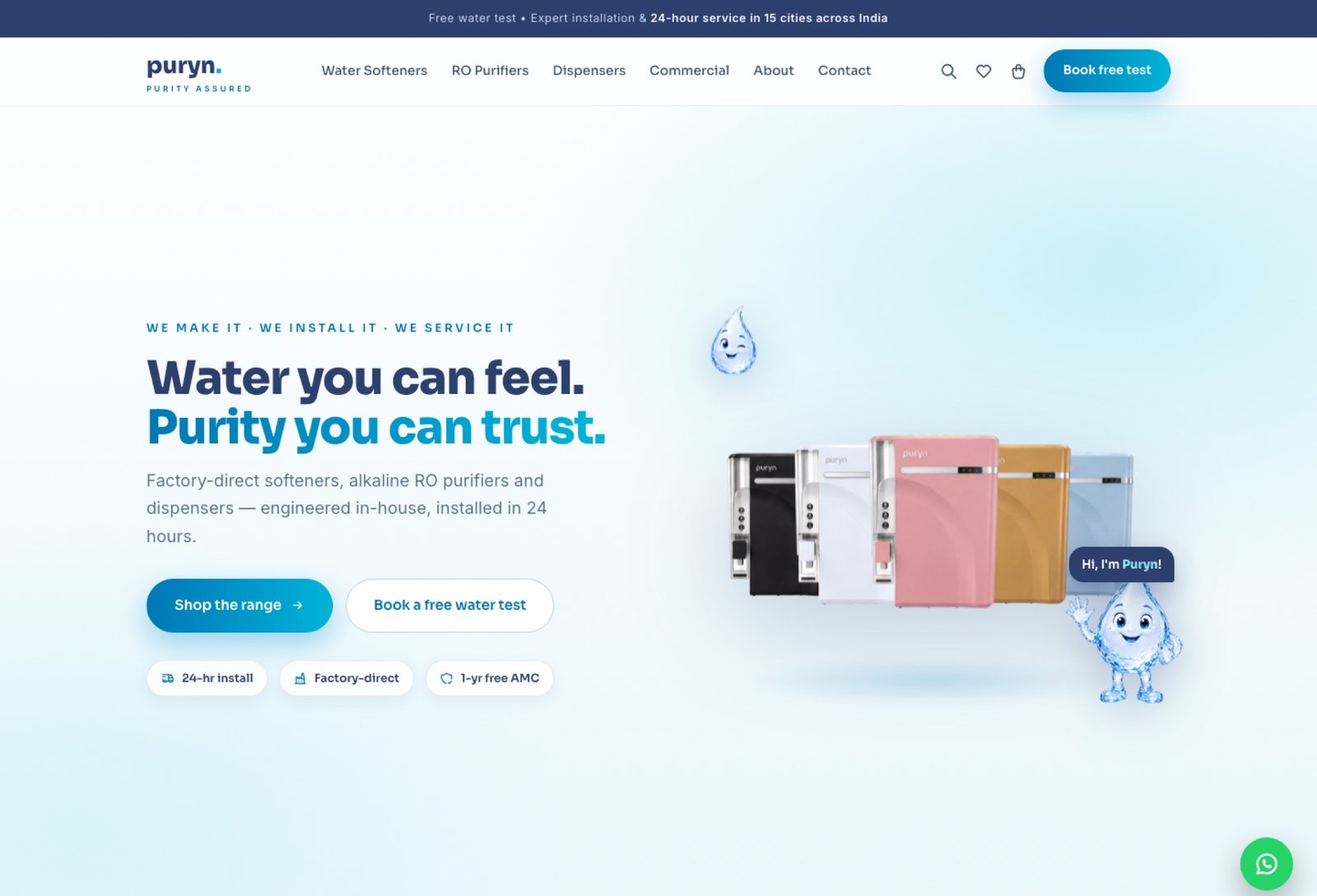 Puryn website and e-commerce experience