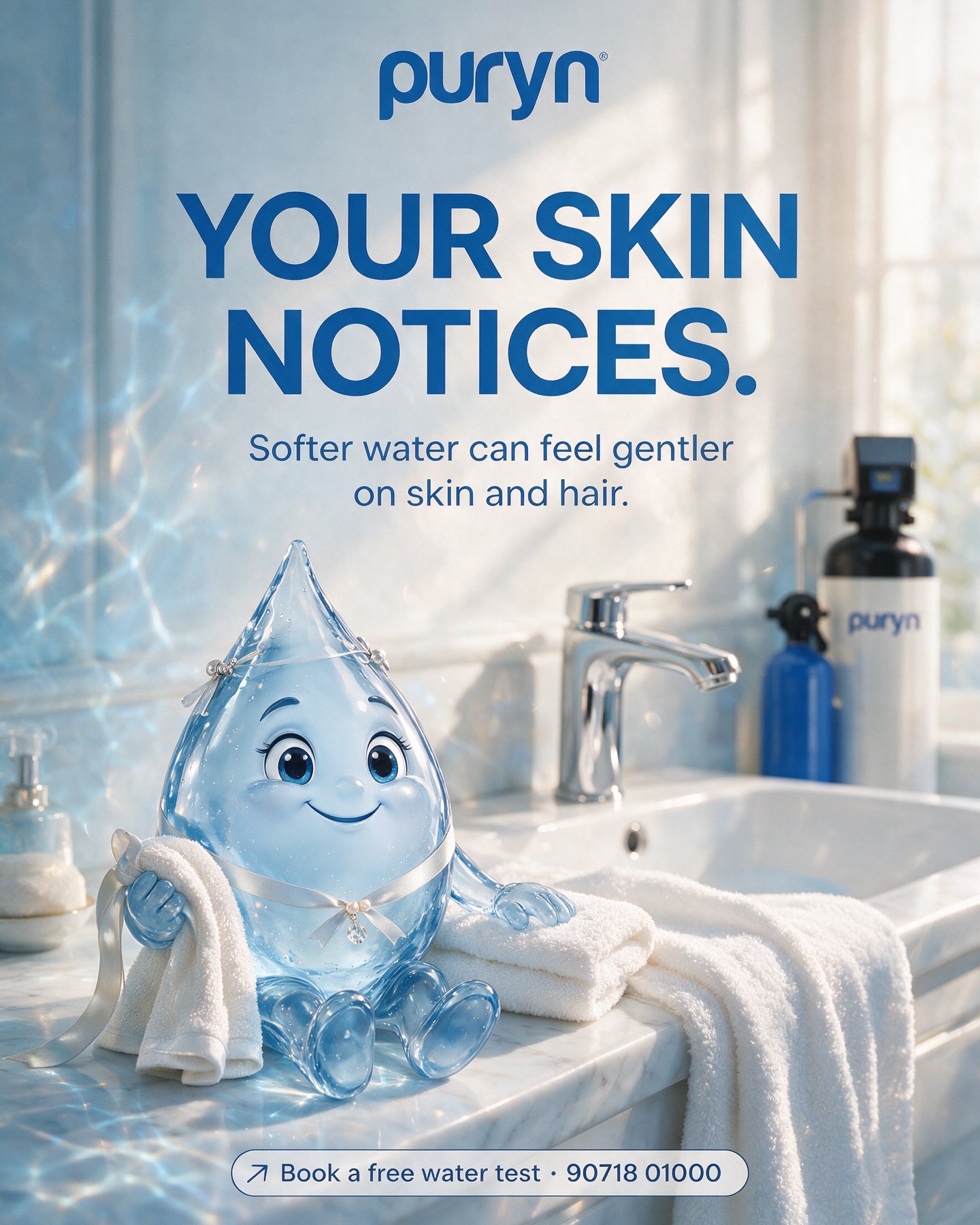 Puryn campaign about softened water and skin